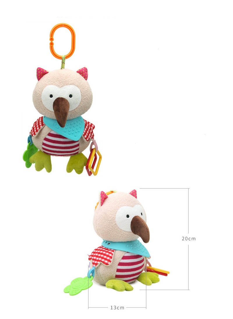 Baby Animal Soothing Doll Baby Teether Wind Chime Lathe Hanging Pendant Plush Toy (Owl teether doll pendant)