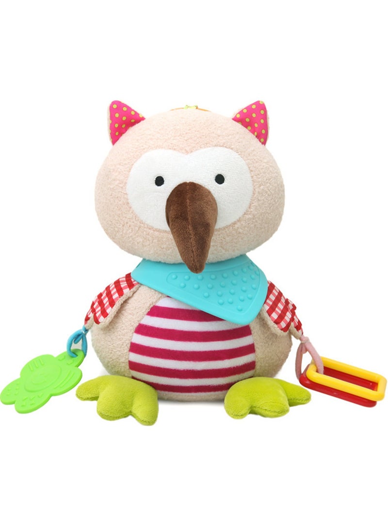 Baby Animal Soothing Doll Baby Teether Wind Chime Lathe Hanging Pendant Plush Toy (Owl teether doll pendant)