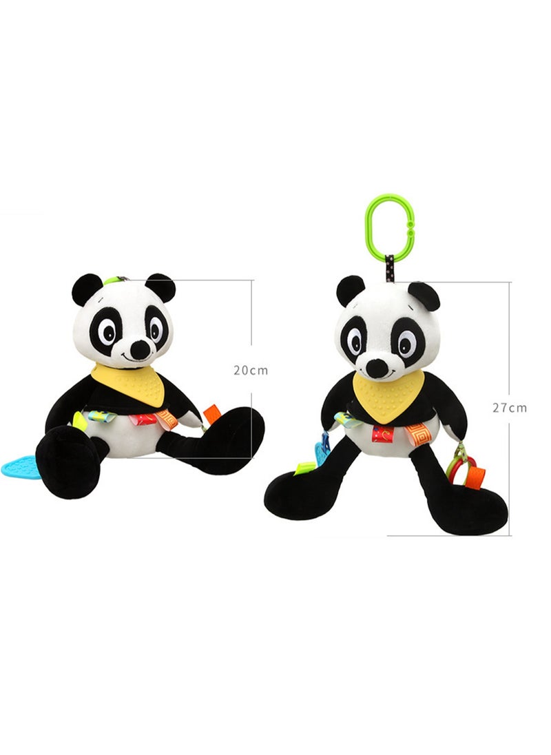 Baby Animal Soothing Doll Baby Teether Wind Chime Lathe Hanging Pendant Plush Toy (Panda teether doll pendant)