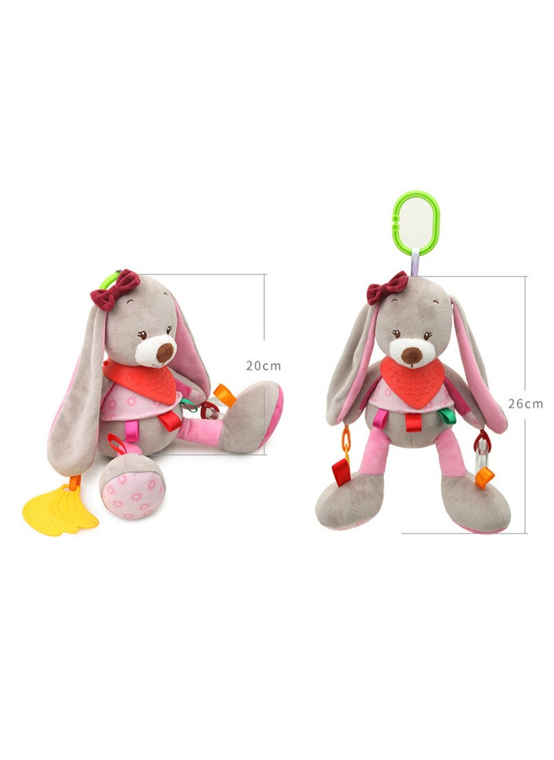 Baby Animal Soothing Doll Baby Teether Wind Chime Lathe Hanging Pendant Plush Toy (Rabbit teether doll pendant)