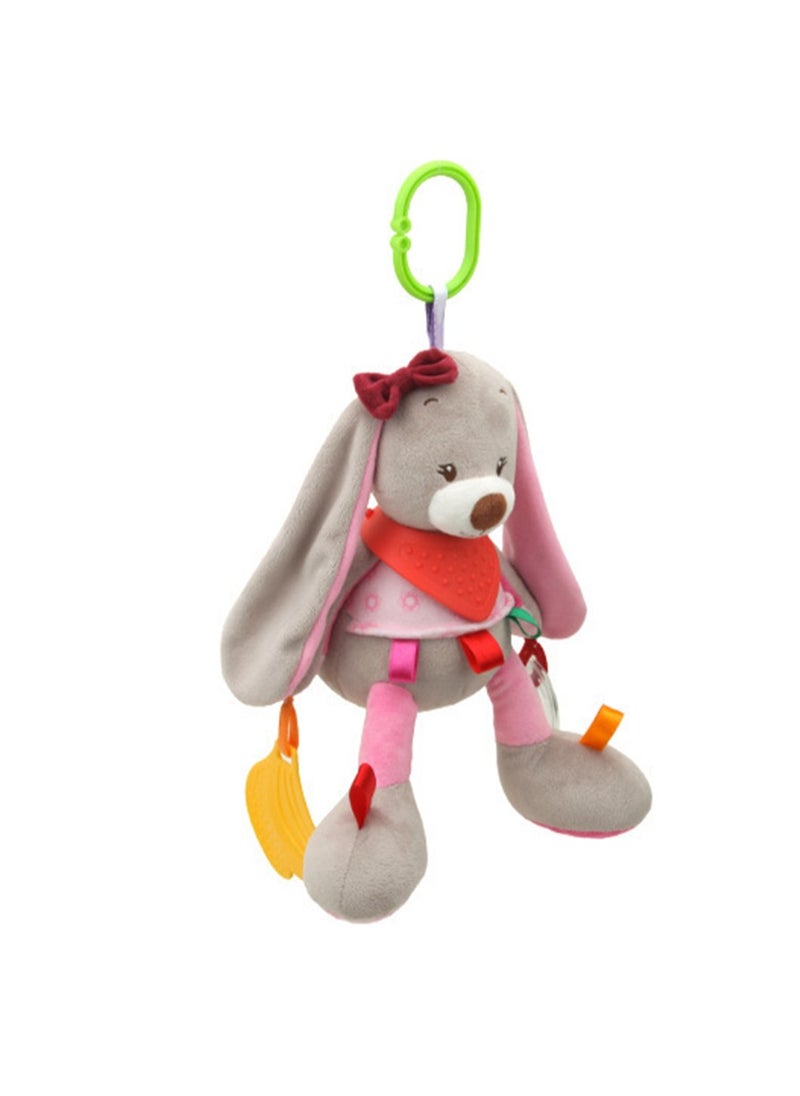 Baby Animal Soothing Doll Baby Teether Wind Chime Lathe Hanging Pendant Plush Toy (Rabbit teether doll pendant)