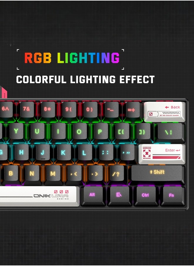 G55 Mechanical Gaming Keyboard,61 Keys Ultral Compact Wired Keyboard with RGB Backlit,Easy to Carry on Business Trip,for PC/Mac Gamer