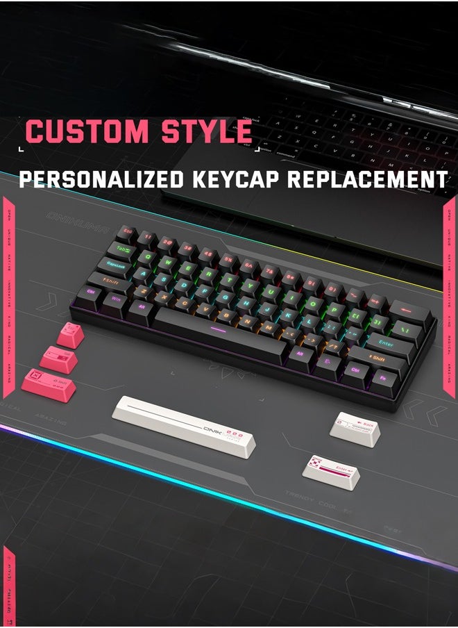 G55 Mechanical Gaming Keyboard,61 Keys Ultral Compact Wired Keyboard with RGB Backlit,Easy to Carry on Business Trip,for PC/Mac Gamer