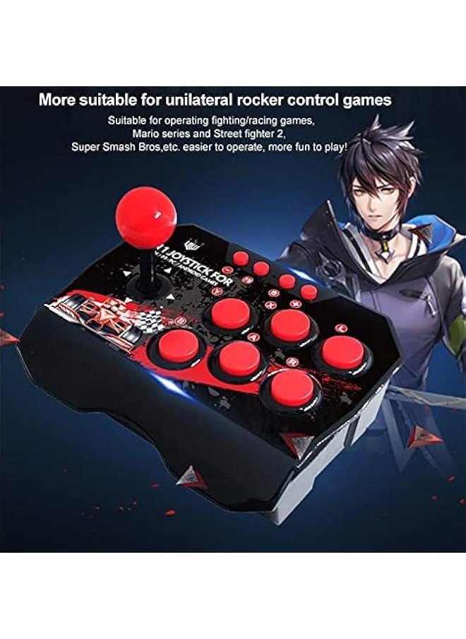 Fight Stick, Wired Joystick Features a Spherical Metal Joystick and 6 Round Control ons, Wired Joystick Games Accessories, Play All Types of Games