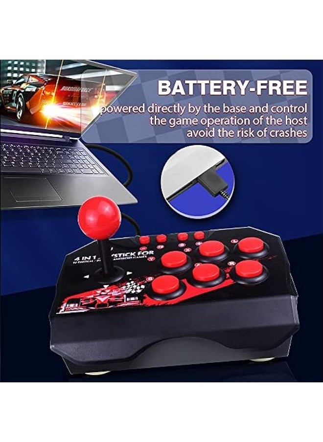 Fight Stick, Wired Joystick Features a Spherical Metal Joystick and 6 Round Control ons, Wired Joystick Games Accessories, Play All Types of Games