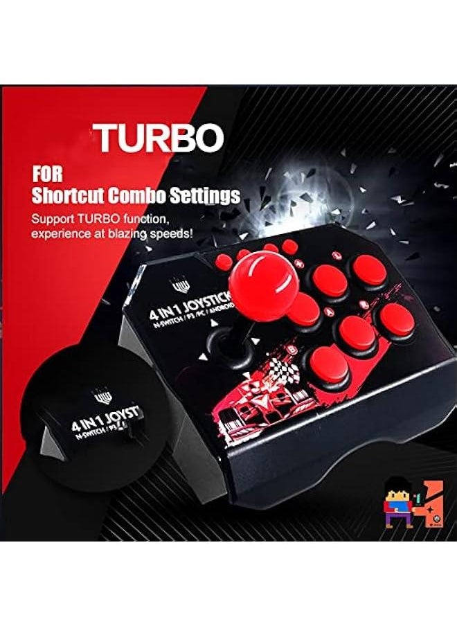 Fight Stick, Wired Joystick Features a Spherical Metal Joystick and 6 Round Control ons, Wired Joystick Games Accessories, Play All Types of Games