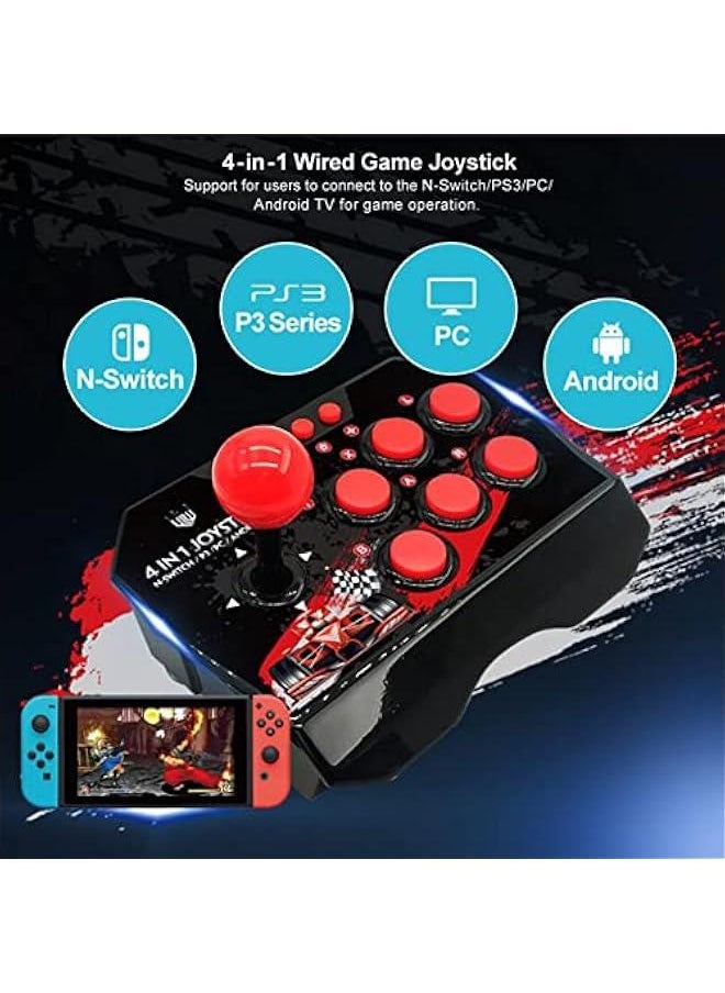 Fight Stick, Wired Joystick Features a Spherical Metal Joystick and 6 Round Control ons, Wired Joystick Games Accessories, Play All Types of Games