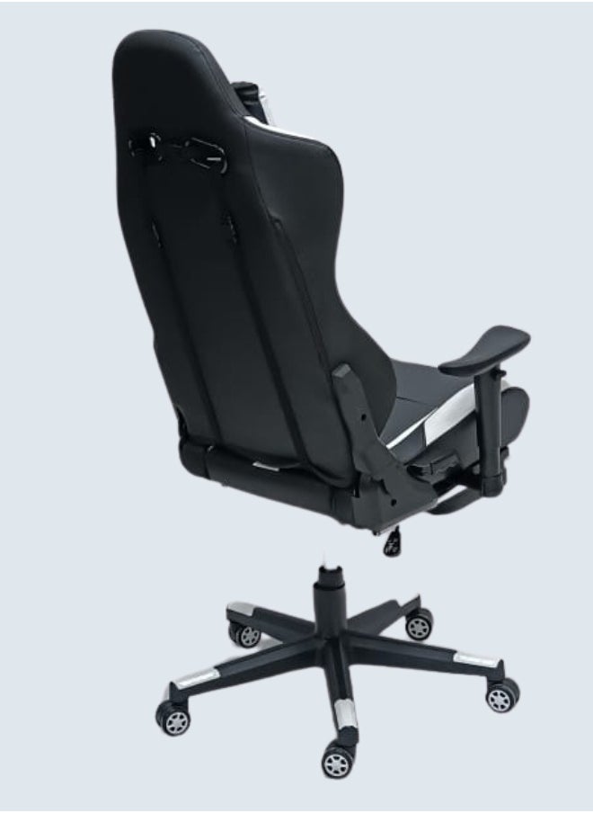 Executive Ergonomic Computer Desk Chair for Office and Gaming with headrest back comfort and lumbar support WHITE/BLACK