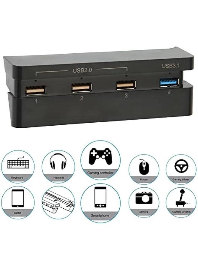 for PS4 Slim Gaming Console Hub, USB2.0 x 3+USB3.0Expansion Adapter, High Speed USB Hub Adapter, Plug and Play, USB Charger Controller Splitter, Compatible USB 3.1/2.0