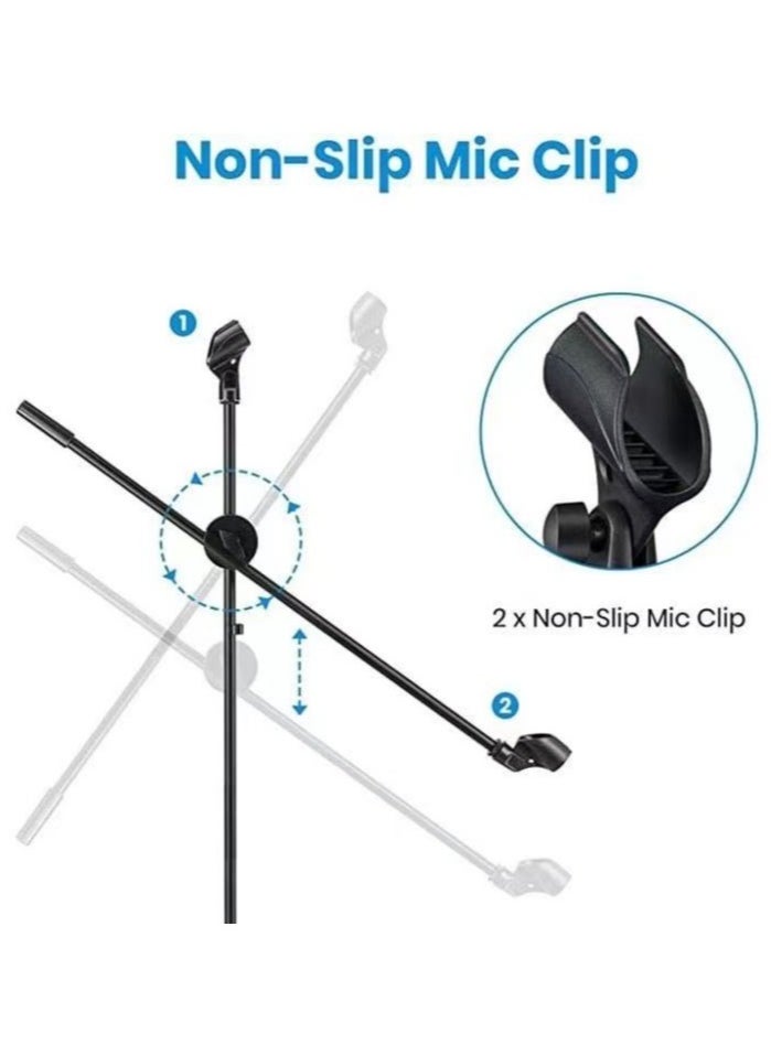 Portable Microphone Long Stand For Wireless Mic Heavy Duty Adjustable Tripod Stands With Holder