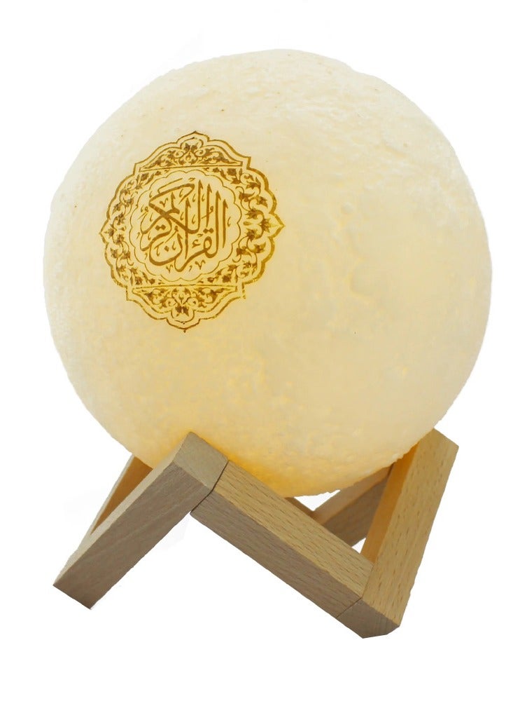 Sundas Moon Light Quran Bluetooth Speaker, Translation of Verses into All Languages ​​with 7 Colors Lighting and Remote Control White