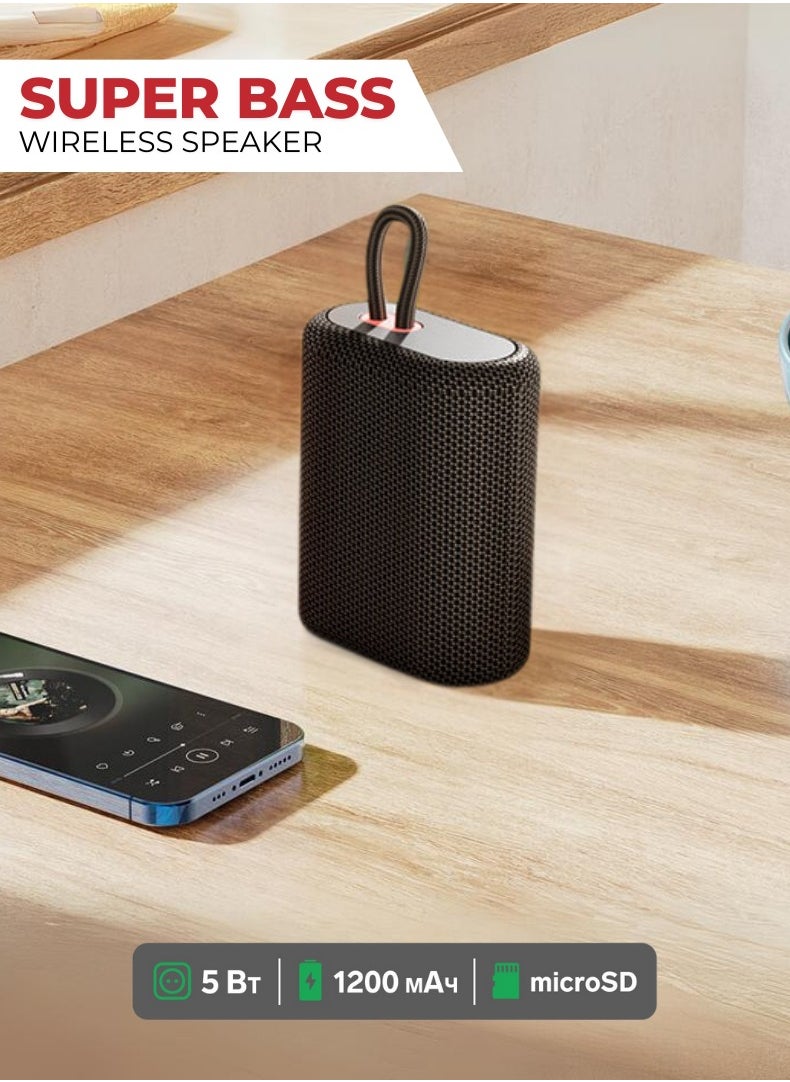 Super Bass Wireless Speaker – Portable Bluetooth 5.0 Speaker with 1200mAh Battery, Powerful Bass & TF Card Support