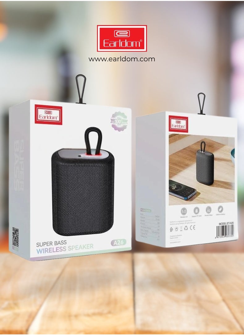 Super Bass Wireless Speaker – Portable Bluetooth 5.0 Speaker with 1200mAh Battery, Powerful Bass & TF Card Support