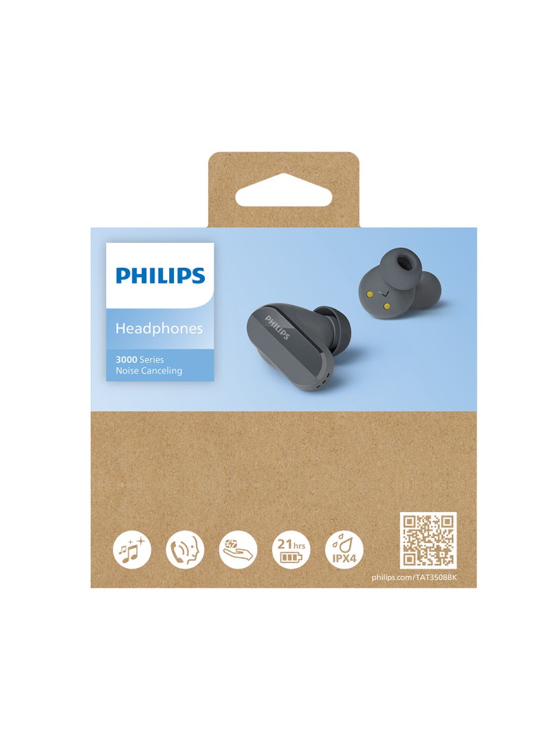 True Wireless Noise-Canceling Earbuds, Clear Calls, 21-Hour Playtime, IPX4 Water Resistant Black