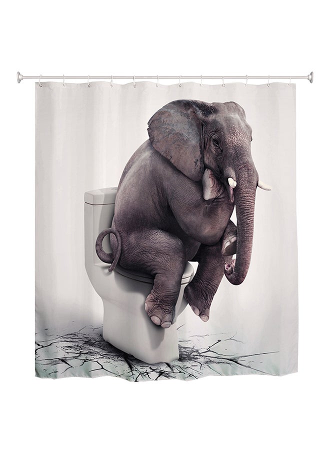 Elegant Thinkers White Elephant Digital Printed Shower Curtain White Elephant 180x180cm