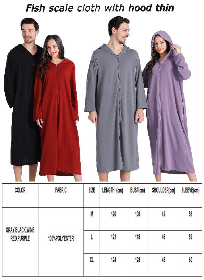 Fashion Women Long zip-up bathrobe with hood, perfect for vacations by the sea, and beach vacations