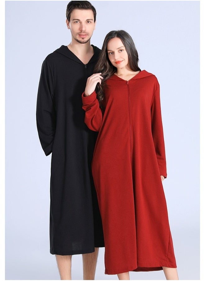 Fashion Women Long zip-up bathrobe with hood, perfect for vacations by the sea, and beach vacations