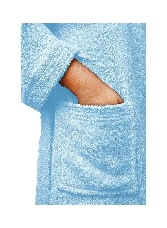 Bliss Casa Unisex Bathrobe 100% Cotton Super Soft Highly Absorbent Bathrobes For Women & Men Perfect for Everyday Use Unisex Adult Light Blue Adult Size