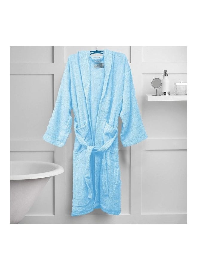 Bliss Casa Unisex Bathrobe 100% Cotton Super Soft Highly Absorbent Bathrobes For Women & Men Perfect for Everyday Use Unisex Adult Light Blue Adult Size