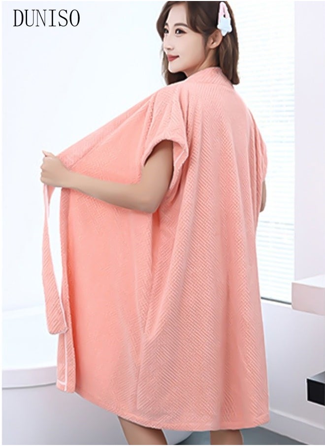 Women's Waffle Kimono Bathrobe Short Sleeve Sleepwear Spa Robe Nightwear Nightgown Women Water Bathrobe Bridesmaid Robes Dressing Gown Autumn Robe