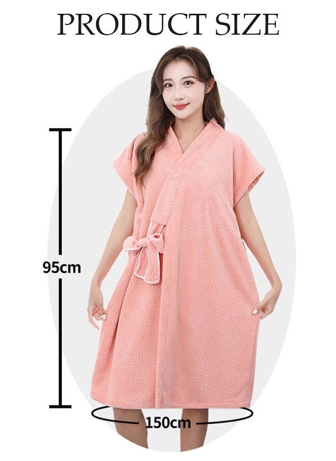 Women's Waffle Kimono Bathrobe Short Sleeve Sleepwear Spa Robe Nightwear Nightgown Women Water Bathrobe Bridesmaid Robes Dressing Gown Autumn Robe