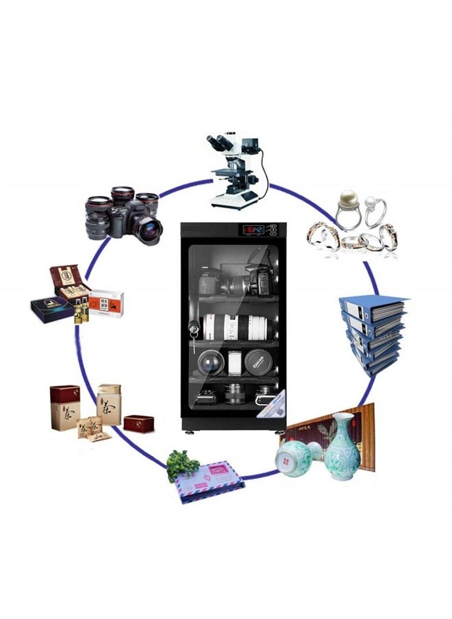 50L 4 Layers Camera Lens Dehumidifying Dry Cabinet Digital Control Dry Box Noiseless Energy Saving Storage for Camera Lens Electronic Equipment Storage