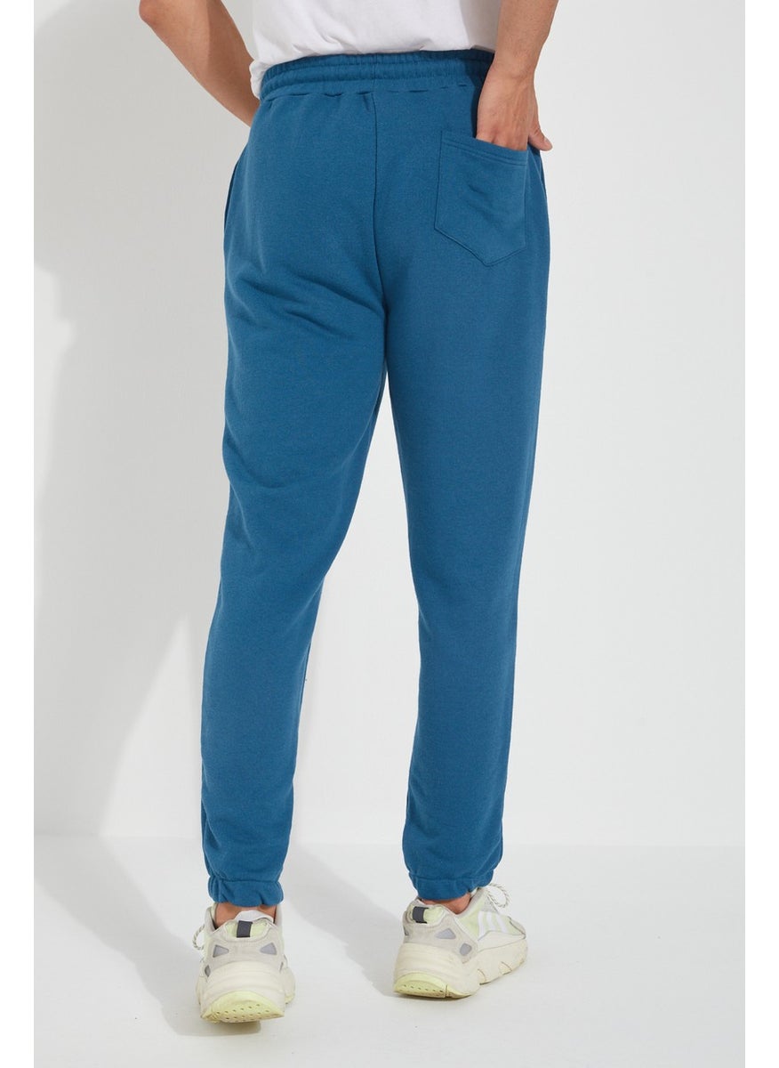 Men's 3 Yarn Pocket Elastic Waist and Leg Plain Sweatpants