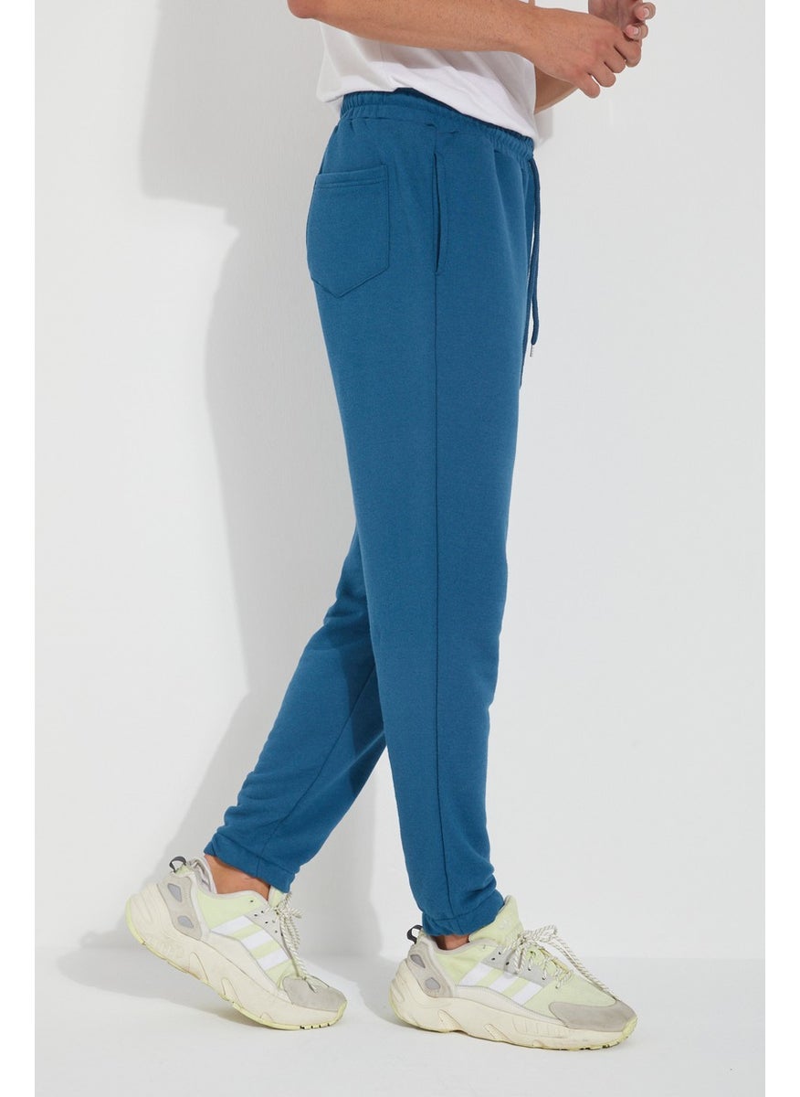 Men's 3 Yarn Pocket Elastic Waist and Leg Plain Sweatpants