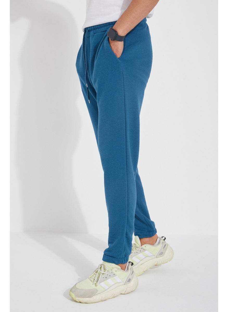 Men's 3 Yarn Pocket Elastic Waist and Leg Plain Sweatpants