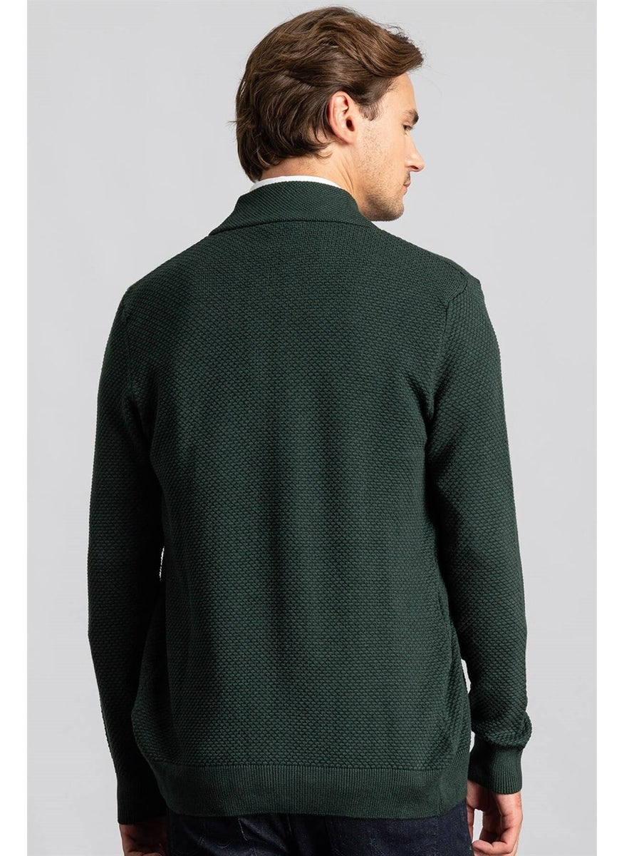 Patterned Half Turtleneck Zippered Men's Cardigan