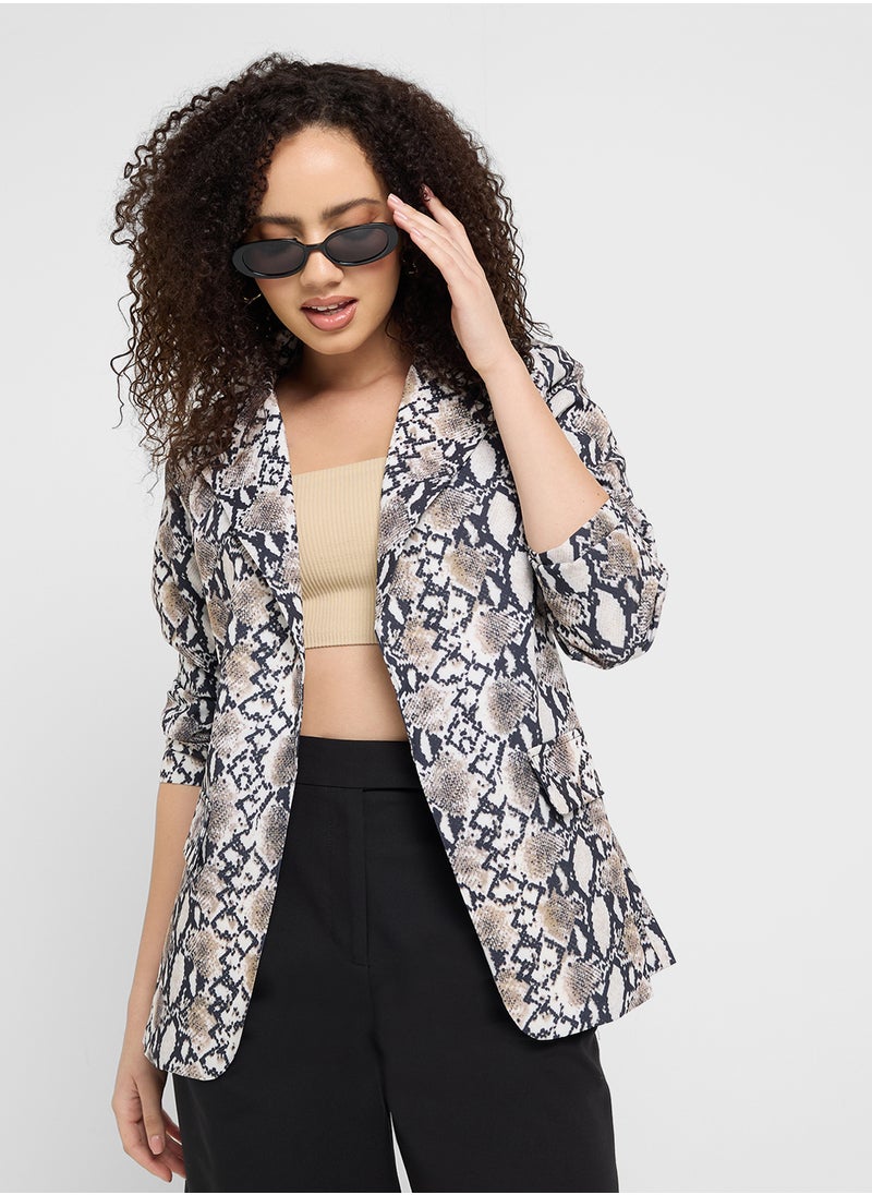 Animal Print Longline Blazer