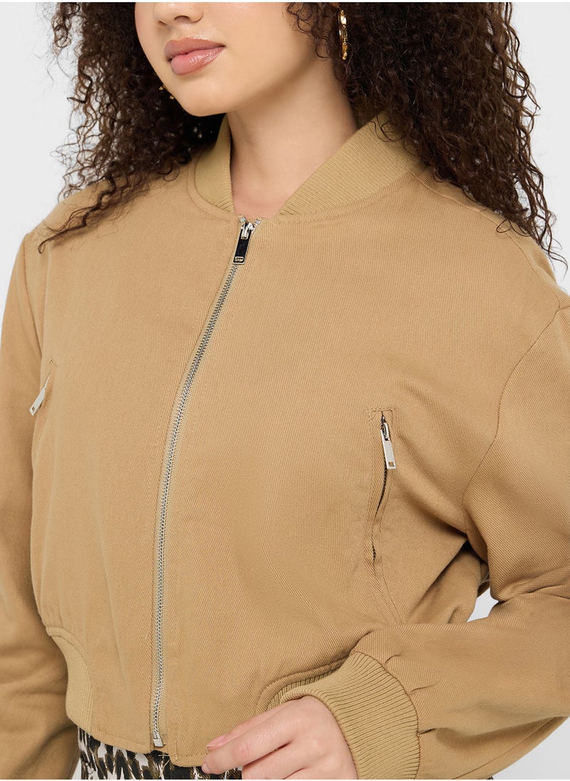 Suede Look Bomber Jacket