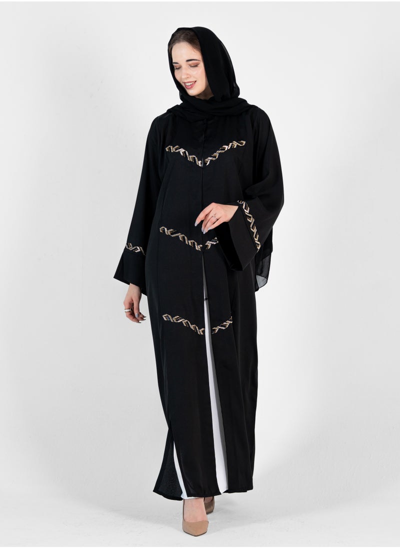 Elegant embroidered Abaya with open sides