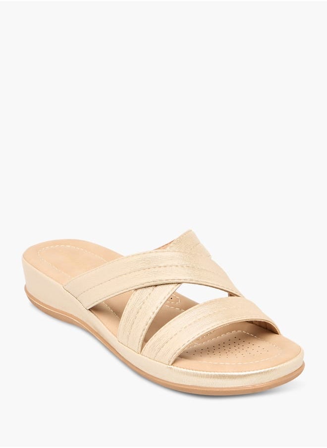 Women Textured Cross Strap Slip-On Sandals