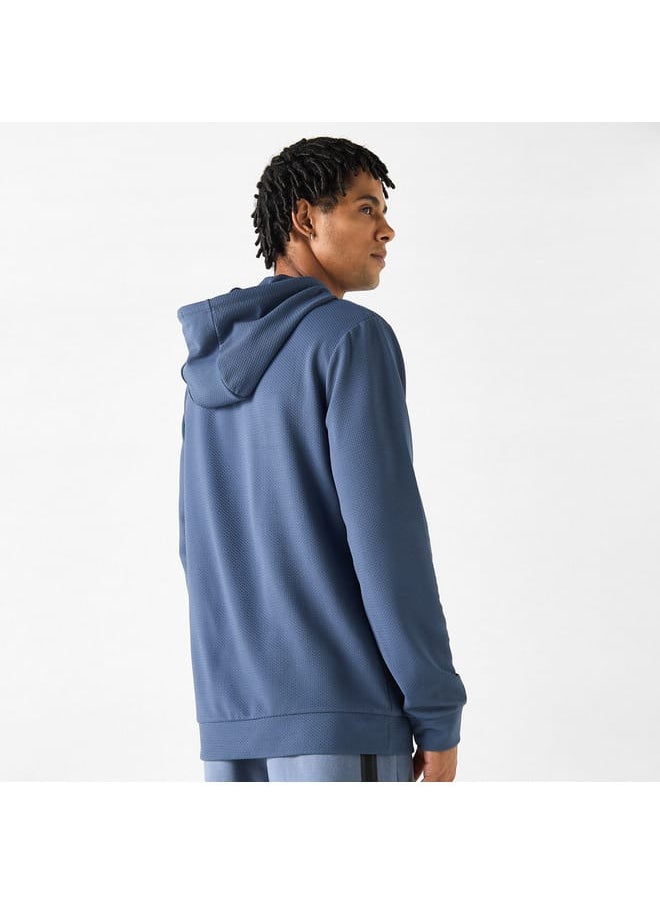 Kappa Textured Hoodie with Long Sleeves and Kangaroo Pocket