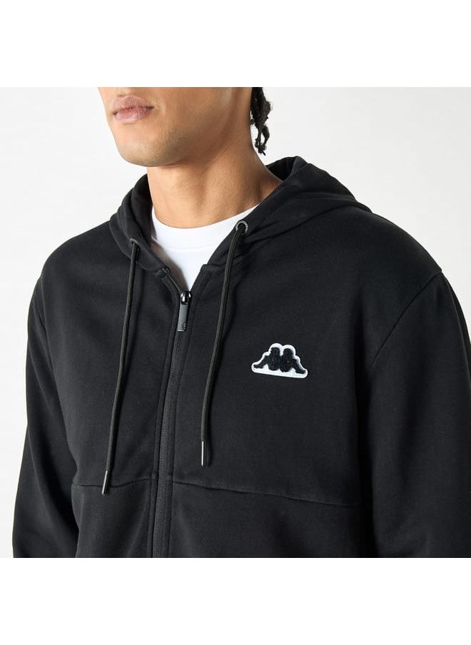 Kappa Solid Zip Through Hoodie with Long Sleeves and Pockets