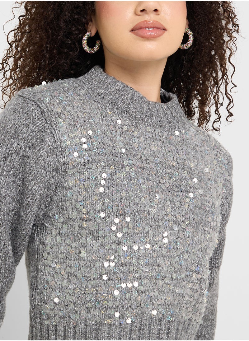 Shimmer Metallic Melange Sweater