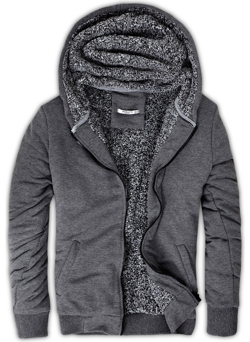 Fur Lined Hooded Sweat Slim Fit Men's Sweat 575708