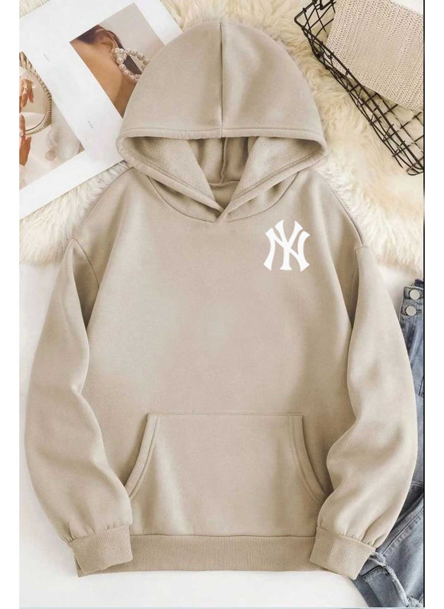 Front Back Ny Printed Hooded Sweatshirt