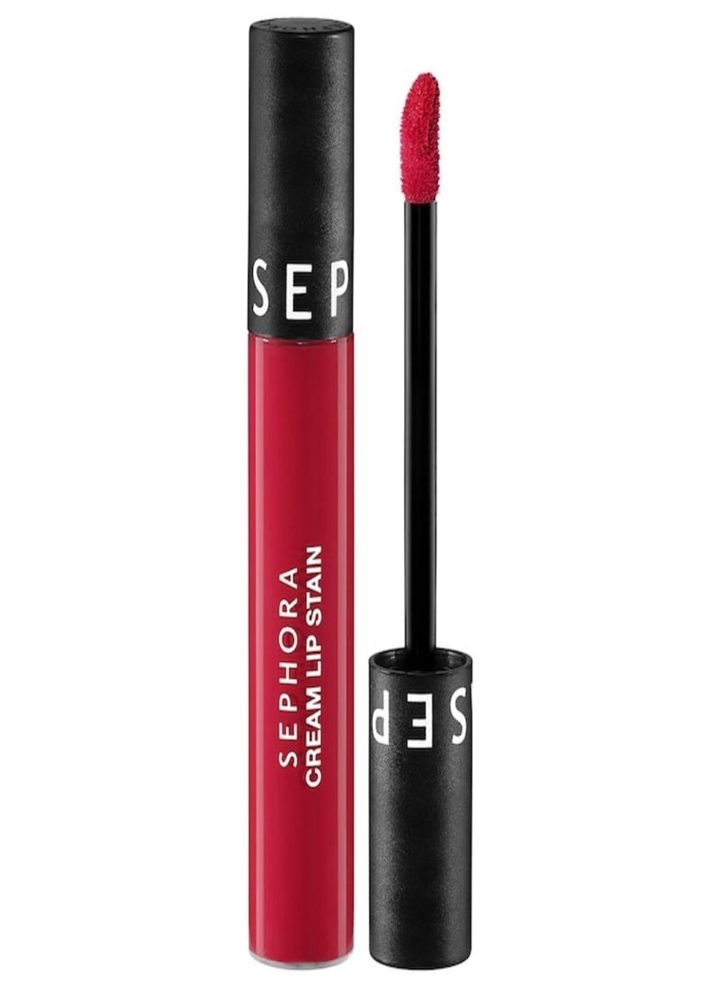 SEPHORA COLLECTION Cream Lip Stain 10HR Liquid Lipstick 125 Rose Flambe - matte hot pink red 5ml