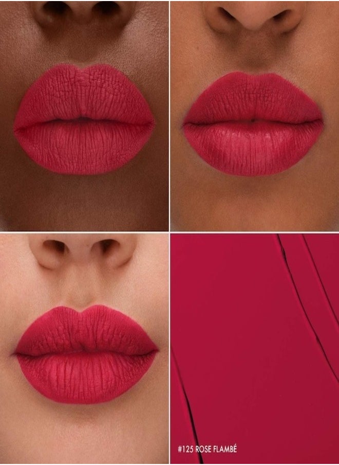 SEPHORA COLLECTION Cream Lip Stain 10HR Liquid Lipstick 125 Rose Flambe - matte hot pink red 5ml