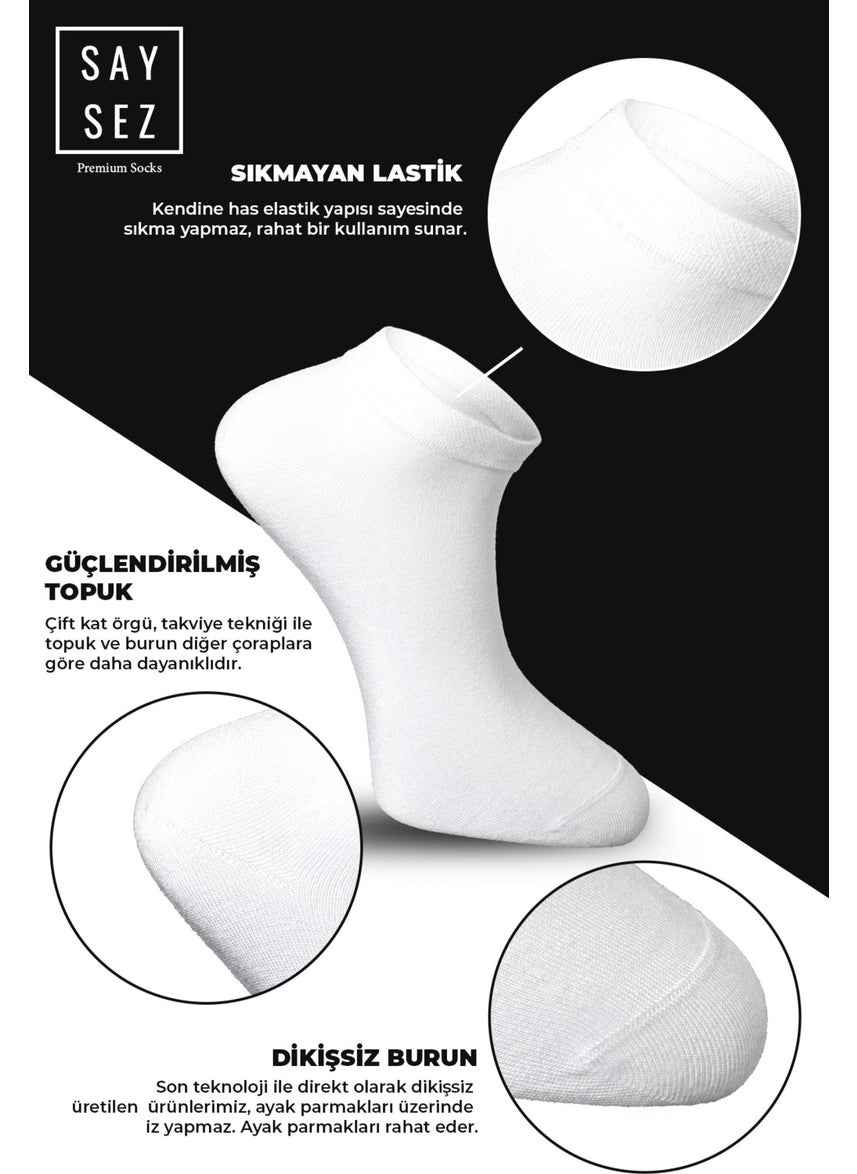 Bamboo Women's Booties Plain White Socks Seamless Premium Boxed Pack of 6