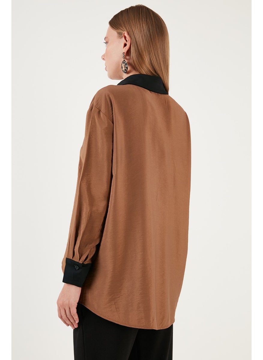 Asymmetric Cut Oversize Fit Woven Shirt Women's Shirt 611GO0178