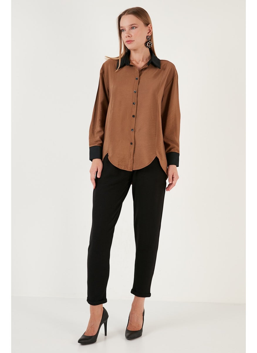 Asymmetric Cut Oversize Fit Woven Shirt Women's Shirt 611GO0178