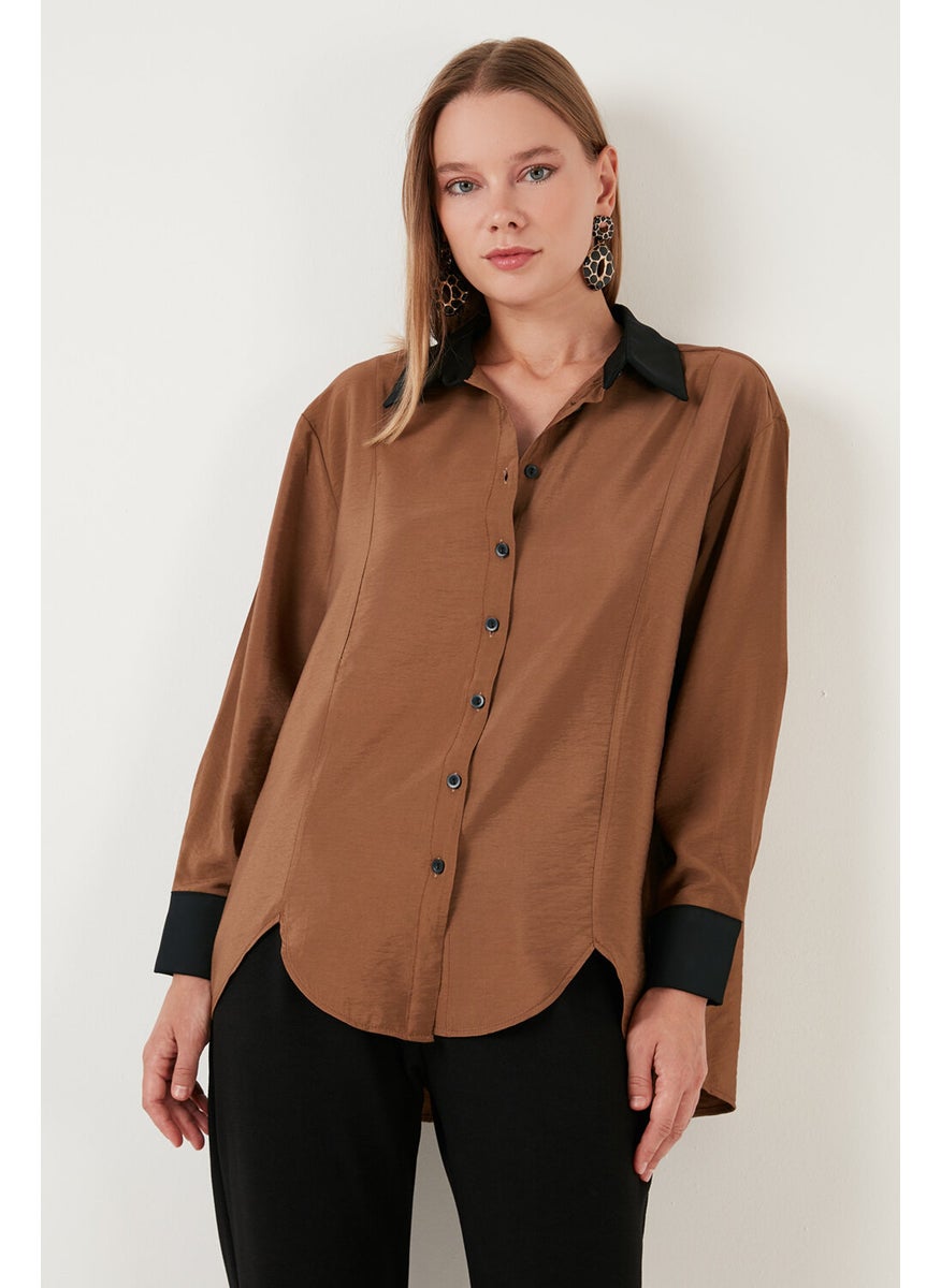 Asymmetric Cut Oversize Fit Woven Shirt Women's Shirt 611GO0178