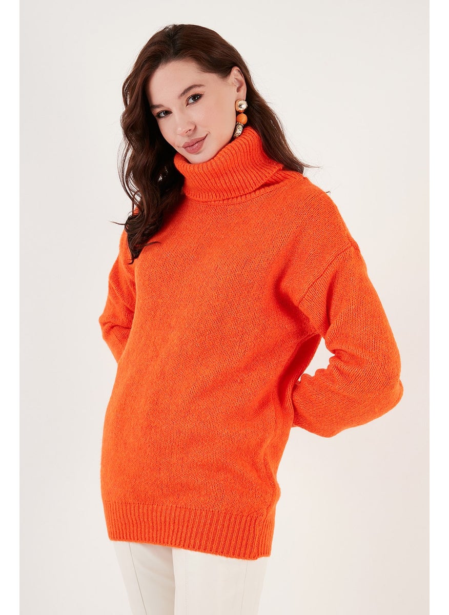 Turtleneck Knitted Long Sweater Women's Sweater 4615018