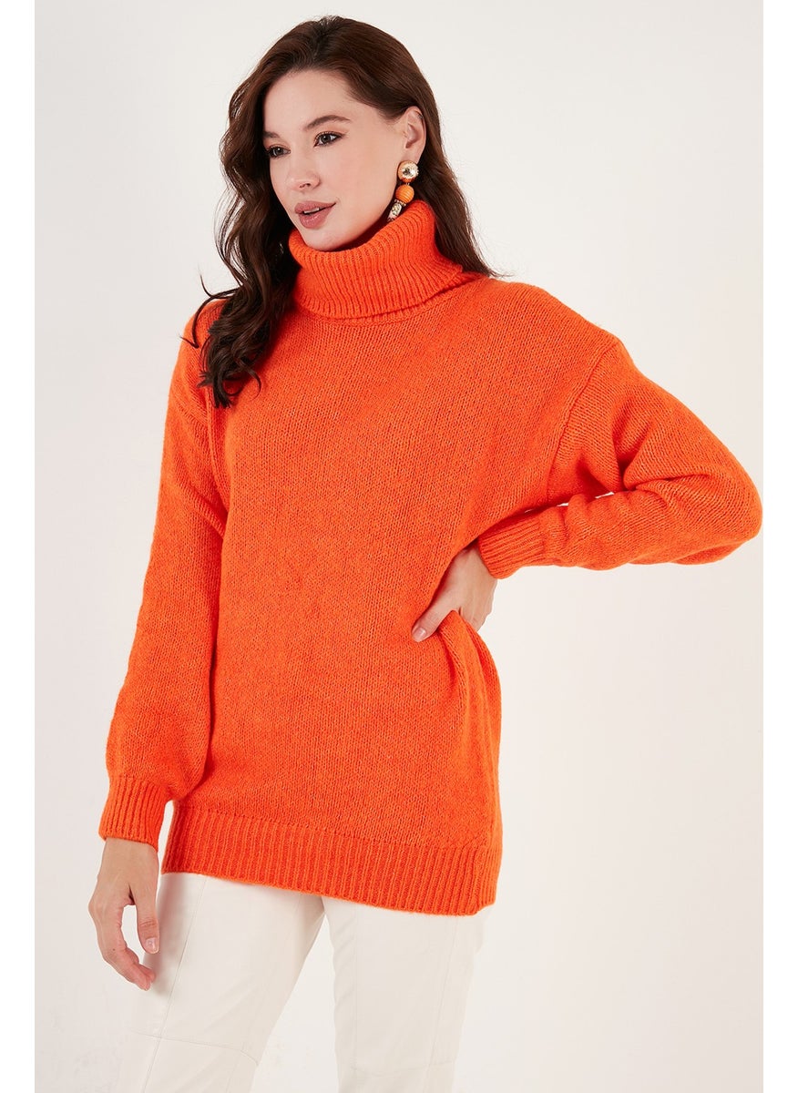 Turtleneck Knitted Long Sweater Women's Sweater 4615018