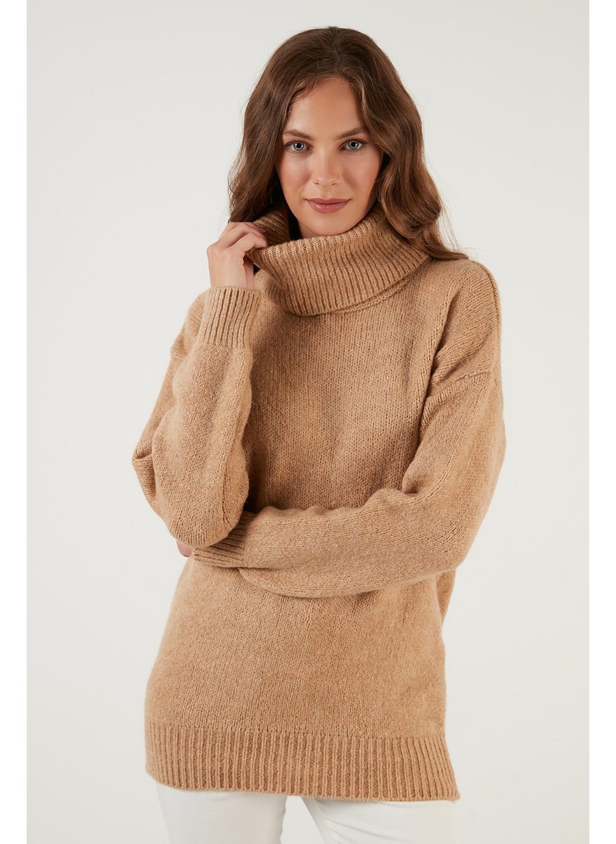 Turtleneck Knitted Long Sweater Women's Sweater 4615018