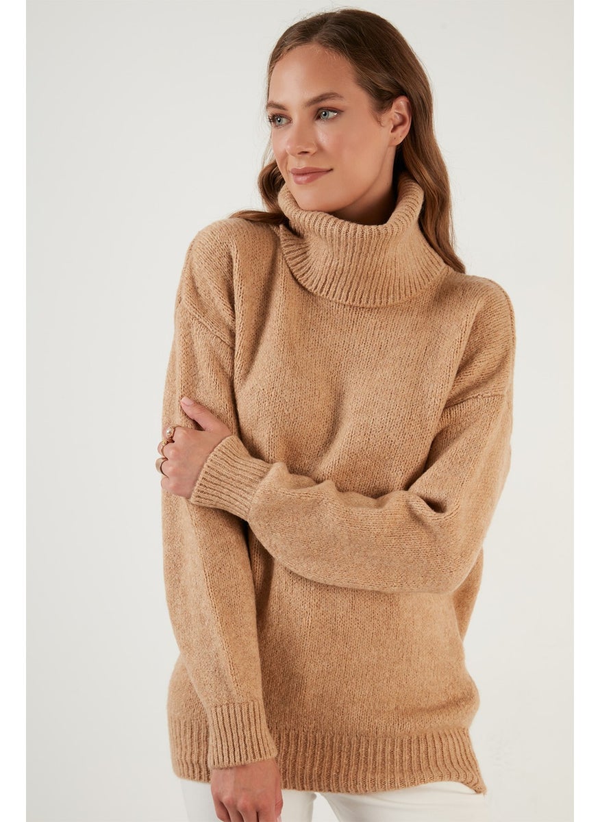 Turtleneck Knitted Long Sweater Women's Sweater 4615018