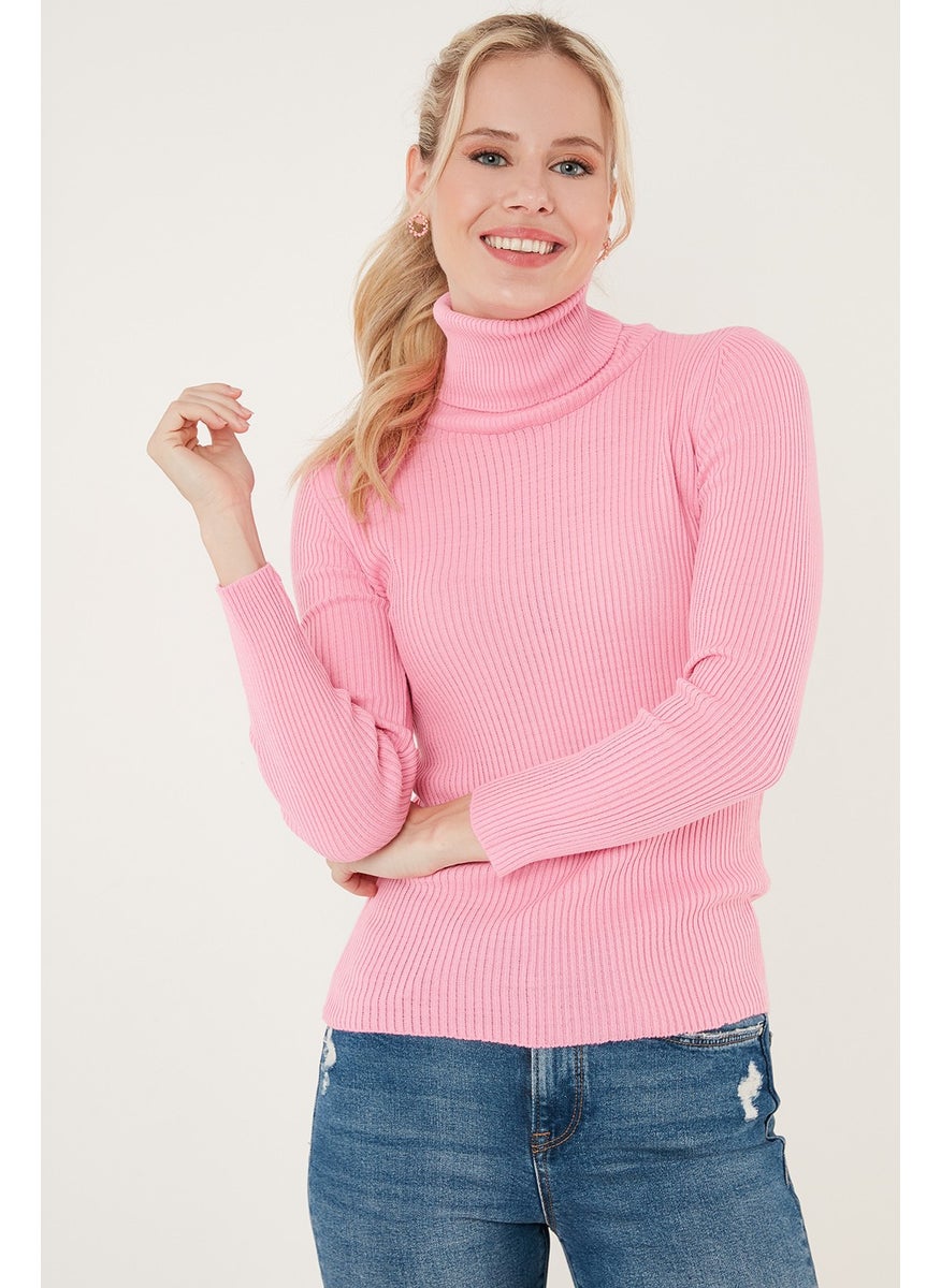 Ribbed Regular Fit Turtleneck Soft Acrylic Sweater Women's Sweater 4614102